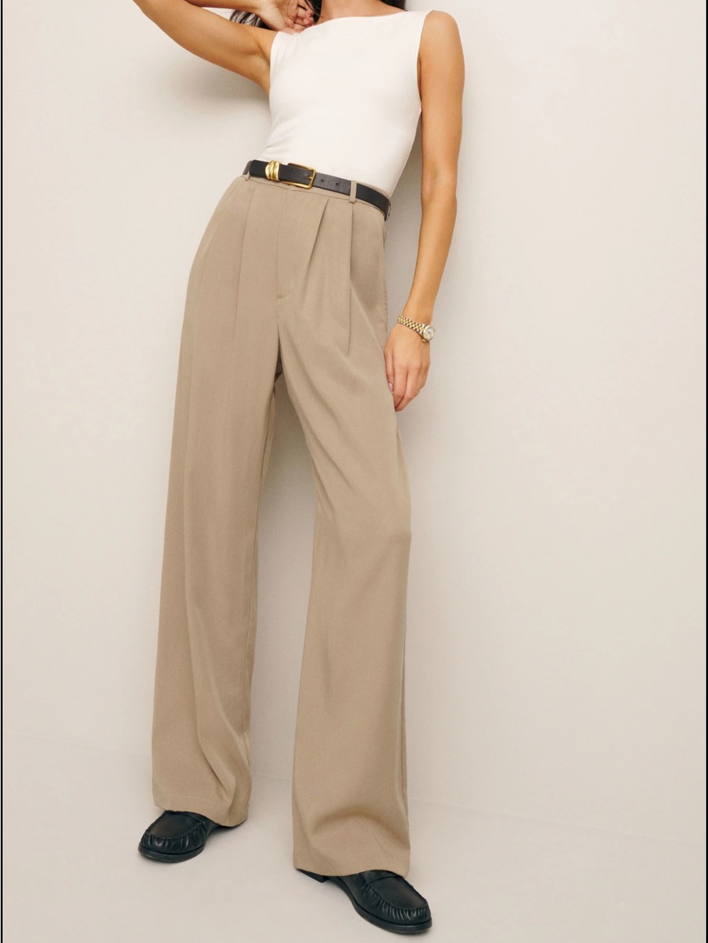 Reformation Mason Pant in Khaki